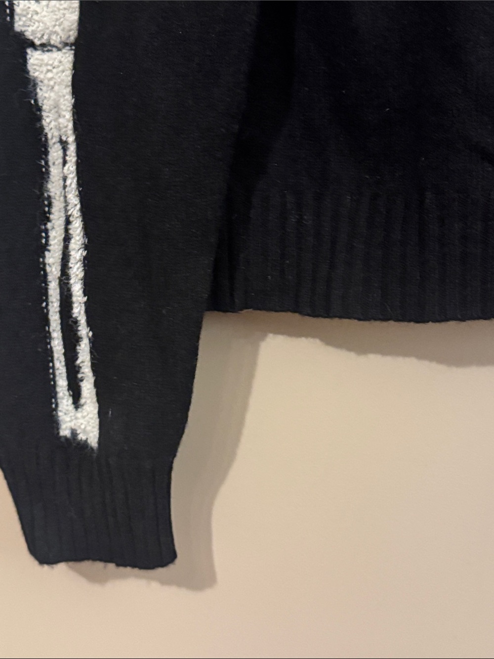 MARKET Skelly Intarsia Wool Blend Sweater, Black/white, size XL - Picture 10 of 12